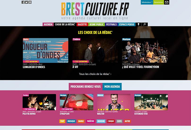 Capture d'écran de la page d'accueil du site Brest Culture