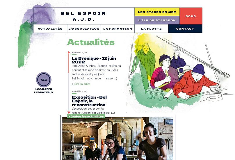 Capture d'écran de la page d'accueil du site Bel Espoir