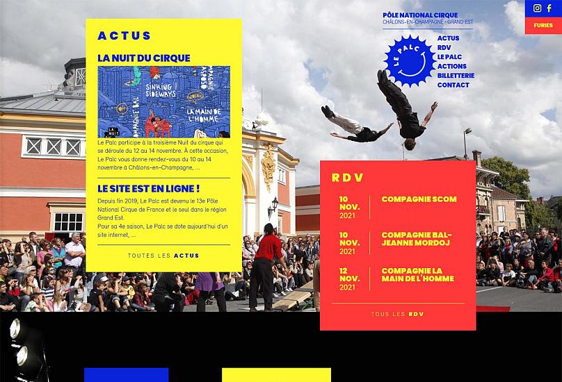 Capture d'écran de la page d'accueil du site Le Palc